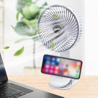 Portable USB Desk Fan with Built-in Phone Holder and 3-speed Adjustable Clip Suitable for Office Home and Outdoor Use