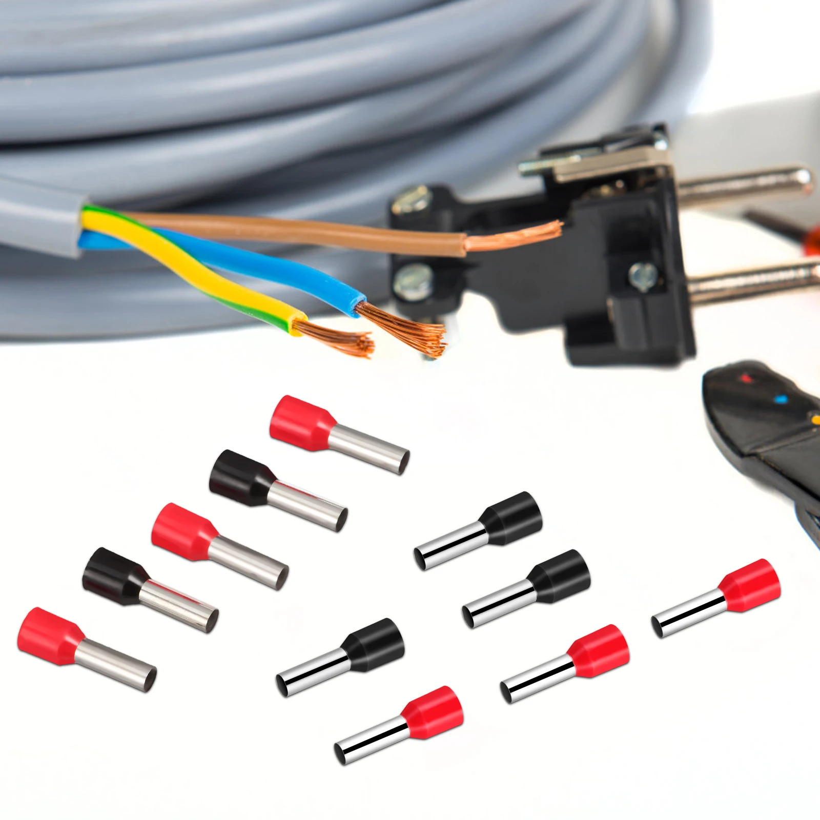 

200 pcs Wire Ferrules Copper Ferrule Terminals Insulated Electrical Connectors For Automotive Marine Household Wiring Cable