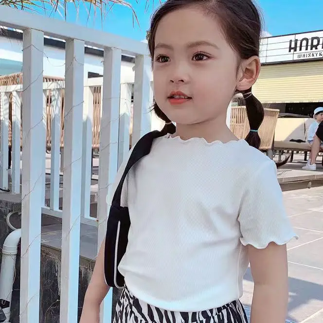 New Korean Version Children Girls Summer Tees 9m-6t Kids Summer Thin Top Clothing Babies Casual Fashion Short Sleeves T-shirts