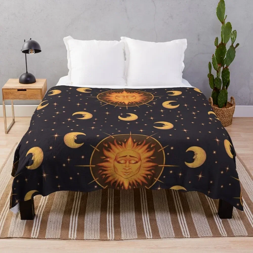 

Celestial sun moon classic Throw Blanket Soft Kid'S christmas decoration Cute Plaid Blankets