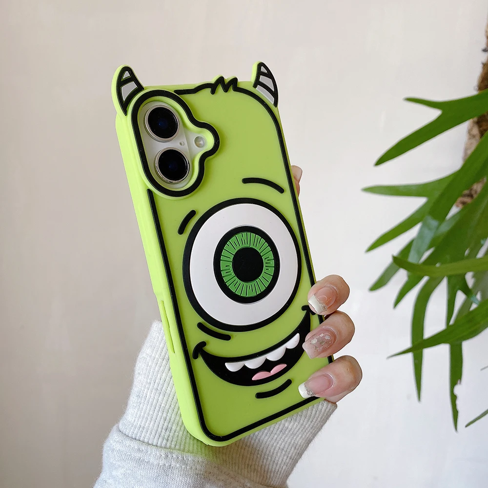 Lustige Monster Weiche Silikon-Handyhülle für iPhone 16 15 Pro Max 14 13 12 Pro Max 11, niedliche 3D-Cartoon-stoßfeste Rückseite – Detail 4