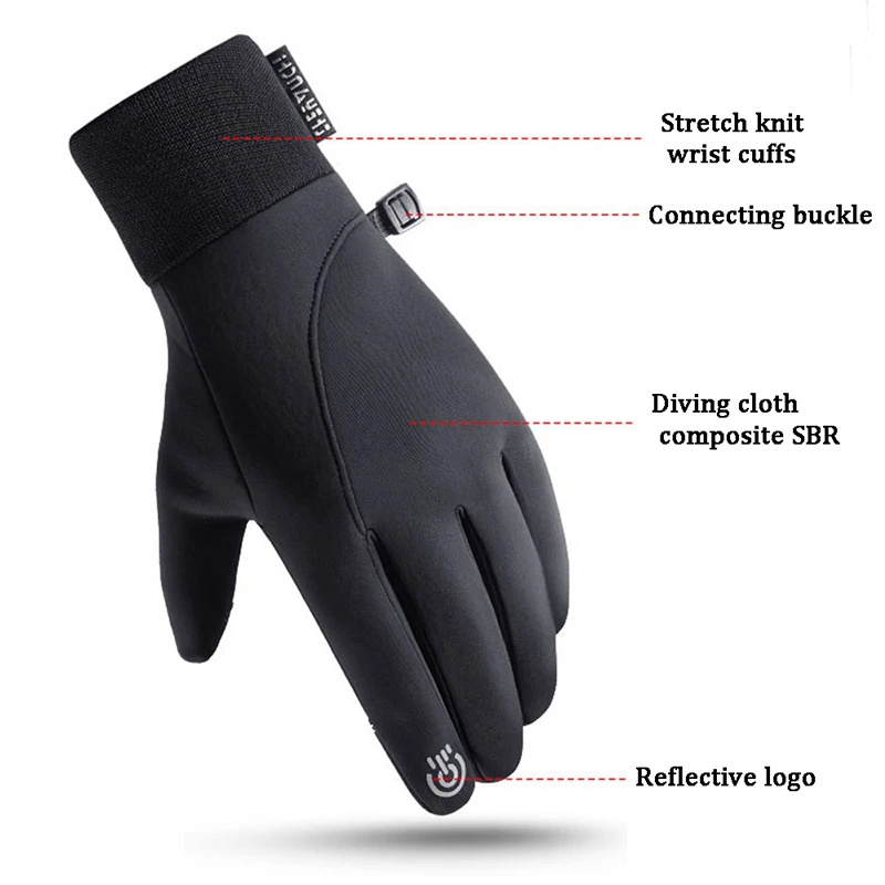 Waterproof Cycling Gloves Winter Touch Screen Bicycle Gloves Outdoor Scooter Riding Motorcycle Bicycle Gloves Warm Winter Bike