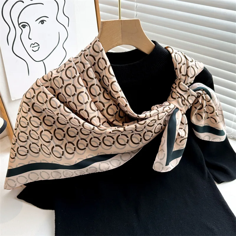 90X90cm Silk Scarf High Quality Print Square Scarves Women Sun Protection Shawl fashion Office Wraps Hijab Headband Neckerchief