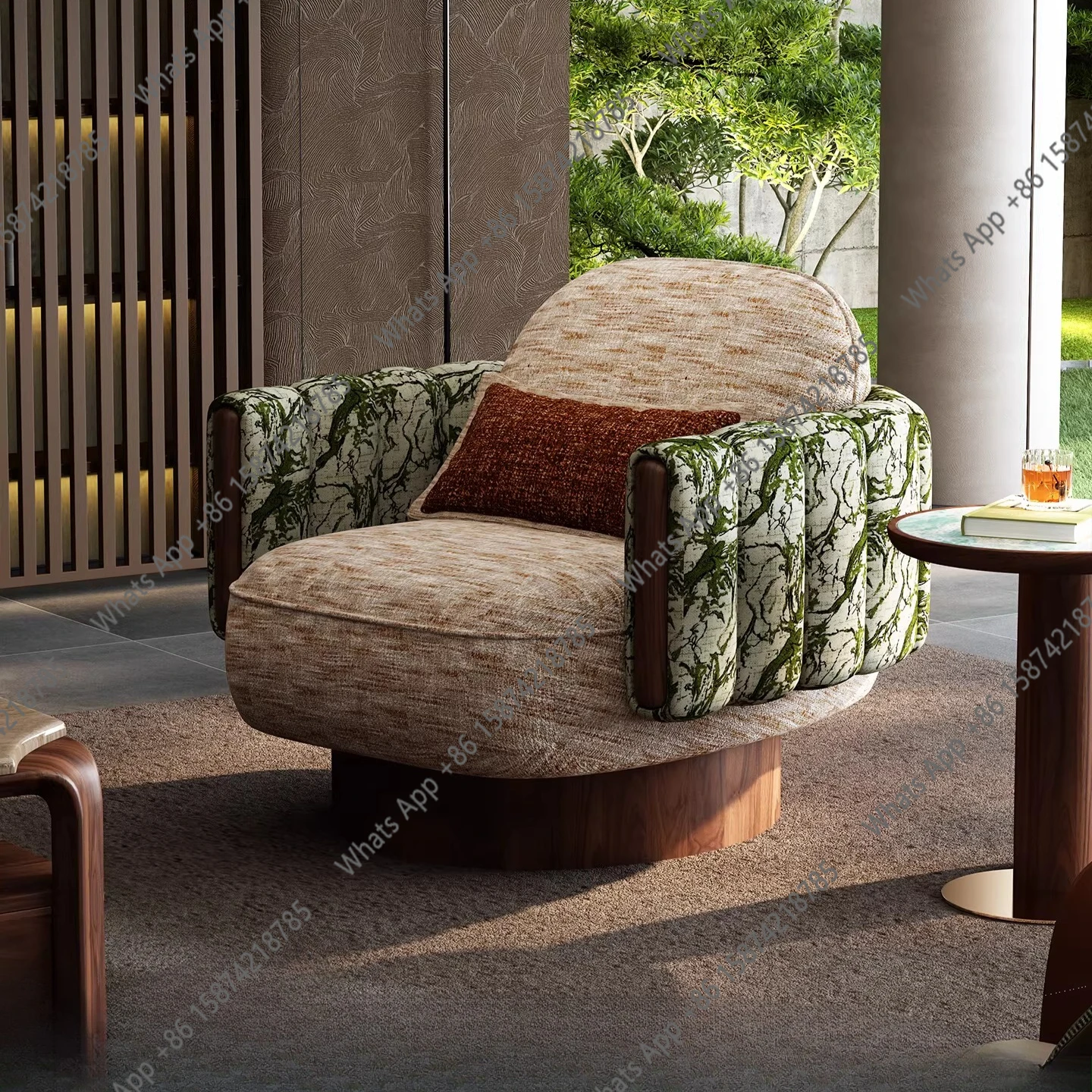 

Fabric leisure chair New designer pattern art single leisure lazy chair