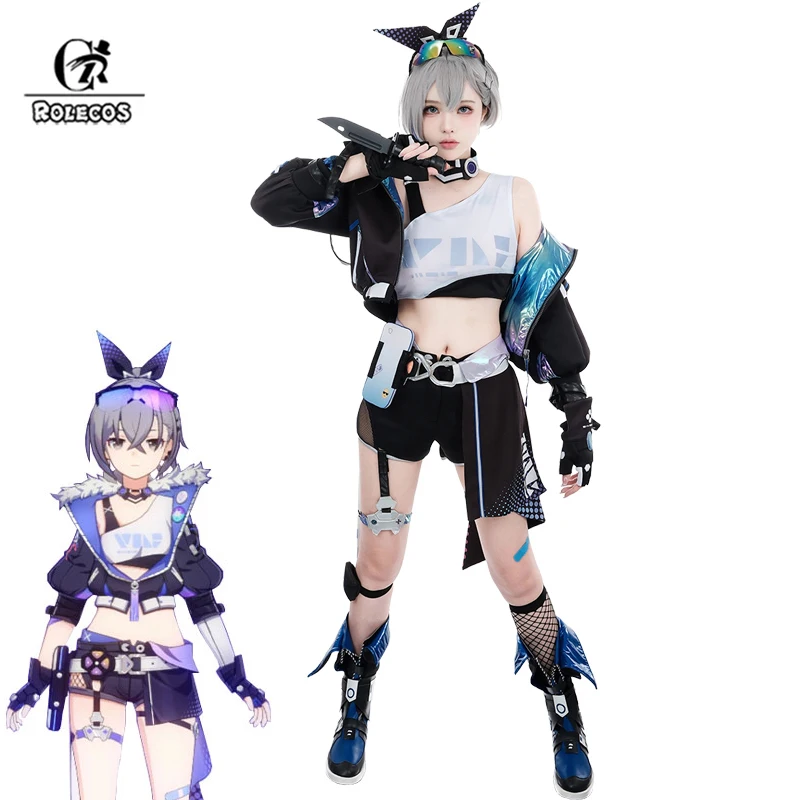 

ROLECOS Silver Wolf Cosplay Costume Game Honkai Star Rail Stellaron Huntersr Silver Wolf Halloween Uniform Women Party Suit