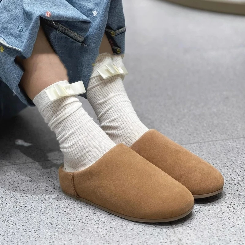 2025 New Winter Slippers Fashion Round Toe Women Shoes Concise Big Size Baotou Slippers Platform Slides Women Zapatos De Mujer