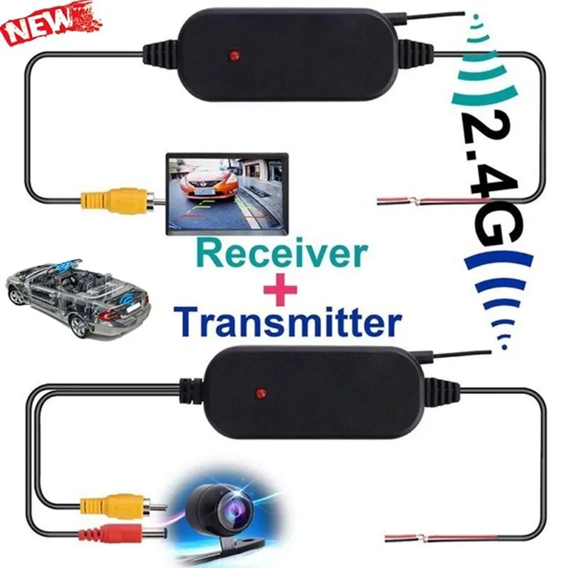 

2.4G Wireless Transmitter & Receiver for Car Reverse Rear View Backup Camera and Monitor Parking Assistance Vehicle CAM