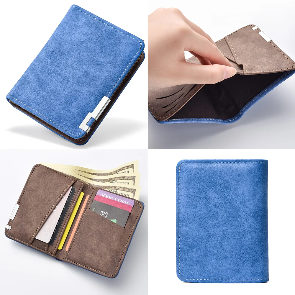 Neue PU-Leder Retro-Stil Herrenbrieftasche (in Grau, Schwarz und Blau) mit Mehreren Kartenfächern und Kreditkartenhalter – Detail 11