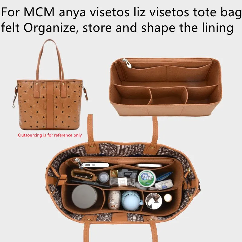 Felt Insert Bags Organizer For MCM/Anya Liz Visetos Tote Cosmetic Bag Handbag shaper Shopper Bag Makeup Travel Inner Purse