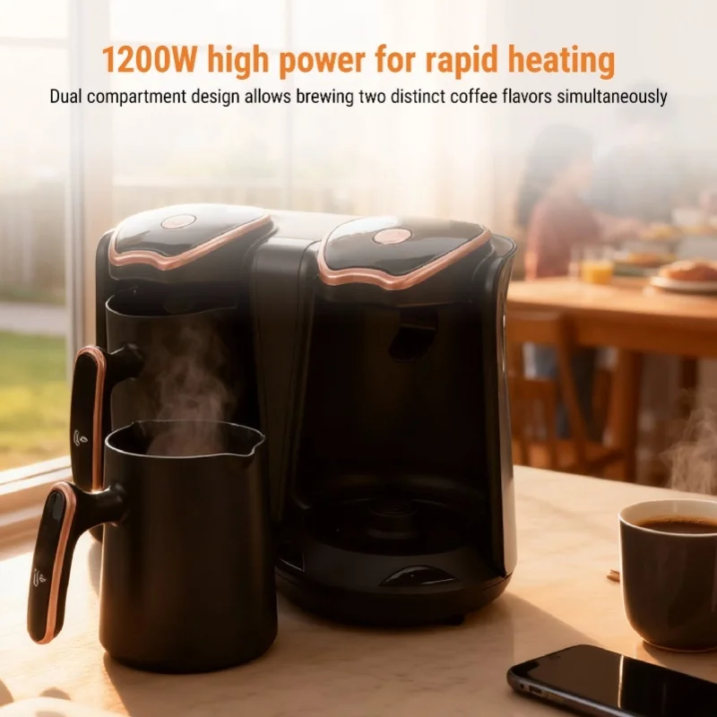 Coffee Brewing Turkish Maker Machine 800W Electric Adjustable Temperature With Dual Pots view 4