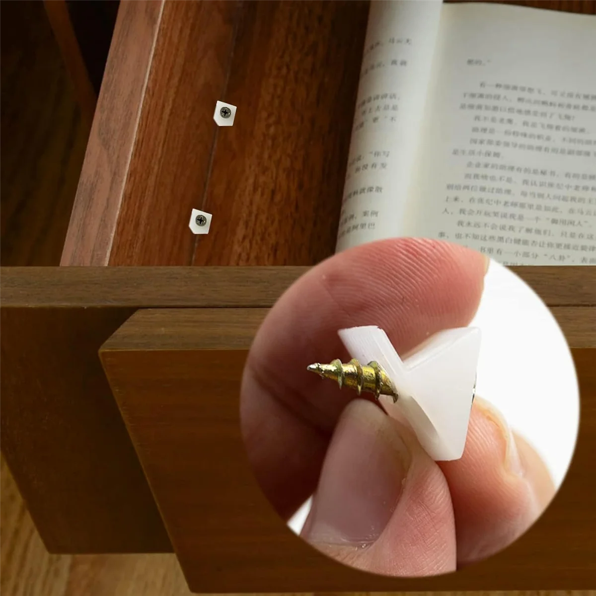 AT77 50 Pcs 서랍 지지대, 흰색 플라스틱 서랍 바닥 처짐 수리 가구용 나사로 수선 웨지 고정