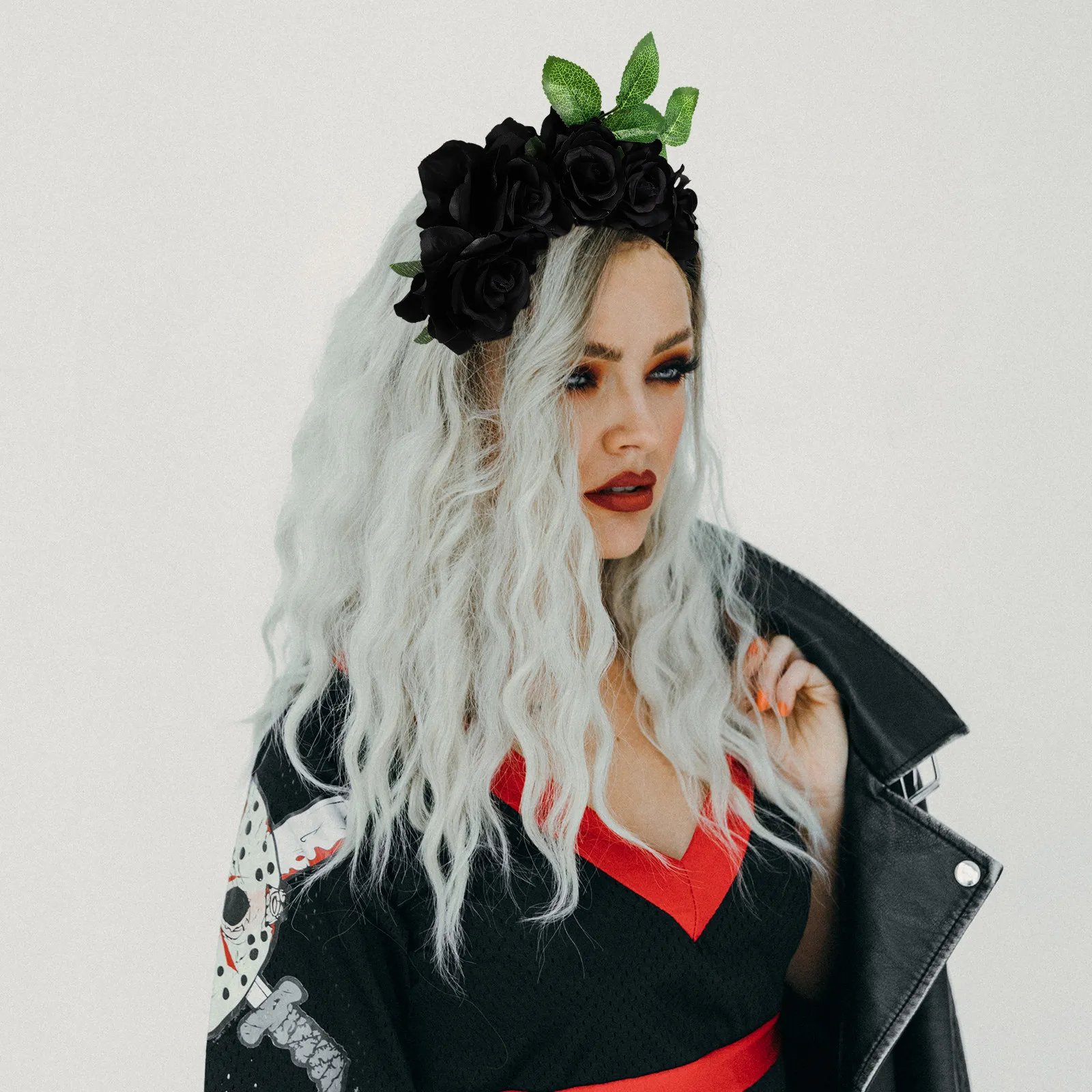 

1Pcs Fashionable Rose Headpiece Halloween Flower Crown Hair Decor for Ladies Festival Party Cosplay Rose Hair Decoration