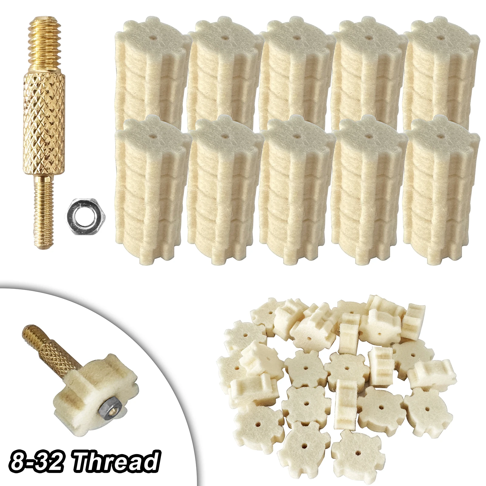 

50pcs Chamber Mop Cleaning Pads Star Wool Felt with Adapter Gun Brush Cleaning Kit for .22Cal 5.56mm .30Cal 7.62mm .223 caliber