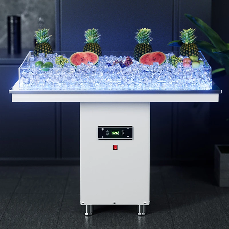 

Stainless steel seafood self-service ice table Commercial hotel restaurant Yushang ice tray Display stand Refrigeration Embedded