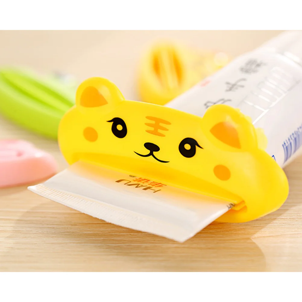 لا نفايات الكرتون الحيوان معجون الأسنان عصارة موزع حامل قصاصة سهلة الضغط للأطفال والأسرة معجون الأسنان موزع #5