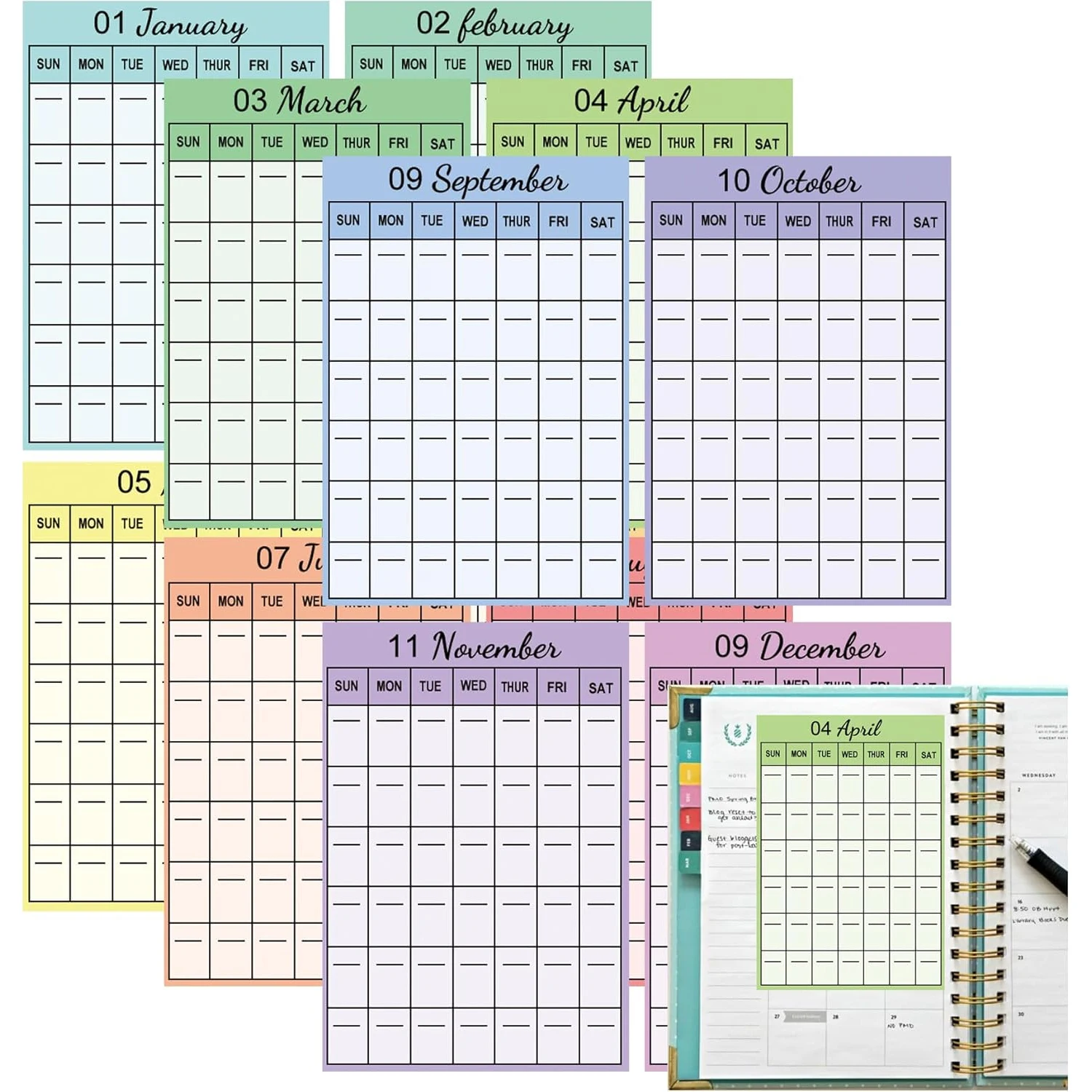 12 Monthly Planner Date Page Sticker 3Open-Dated Monthly Planning Stickers 2024 Schedule Calendar Labels