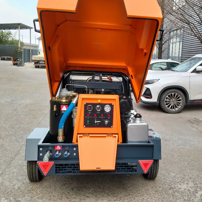 Small Portable Diesel Screw Air Compressor 185 CFM Imported Engine Towable Stationary Configuration Air Cooled with Pump Air End