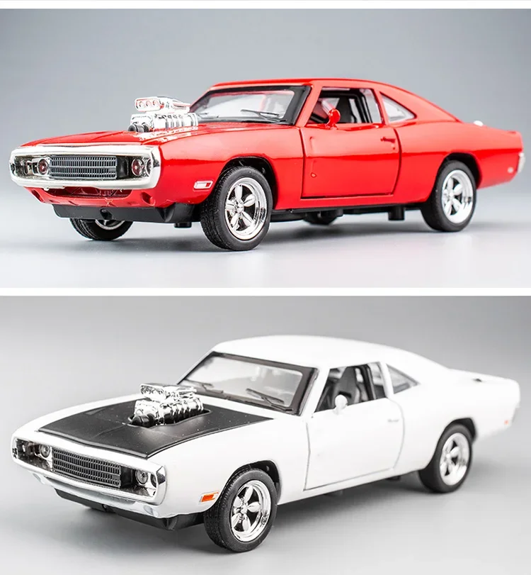 1:32 Simulation 1970 Dodge Charger Alloy Sports Car Model Sound Light Pull Back Luxury Car Children's Toy Gift Ornaments