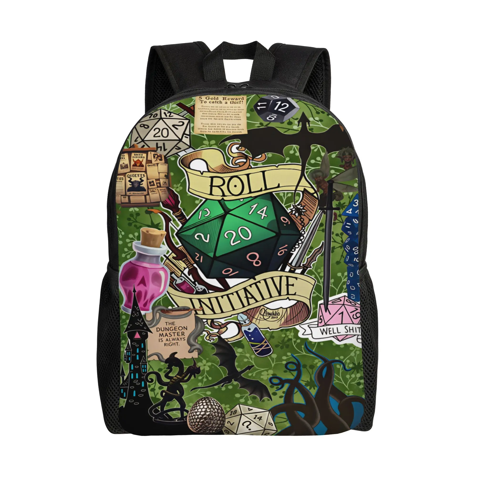 Dungeon Dragon DND Backpack  Camping Backpacks Female Colorful Lightweight High School Bags Casual Rucksack