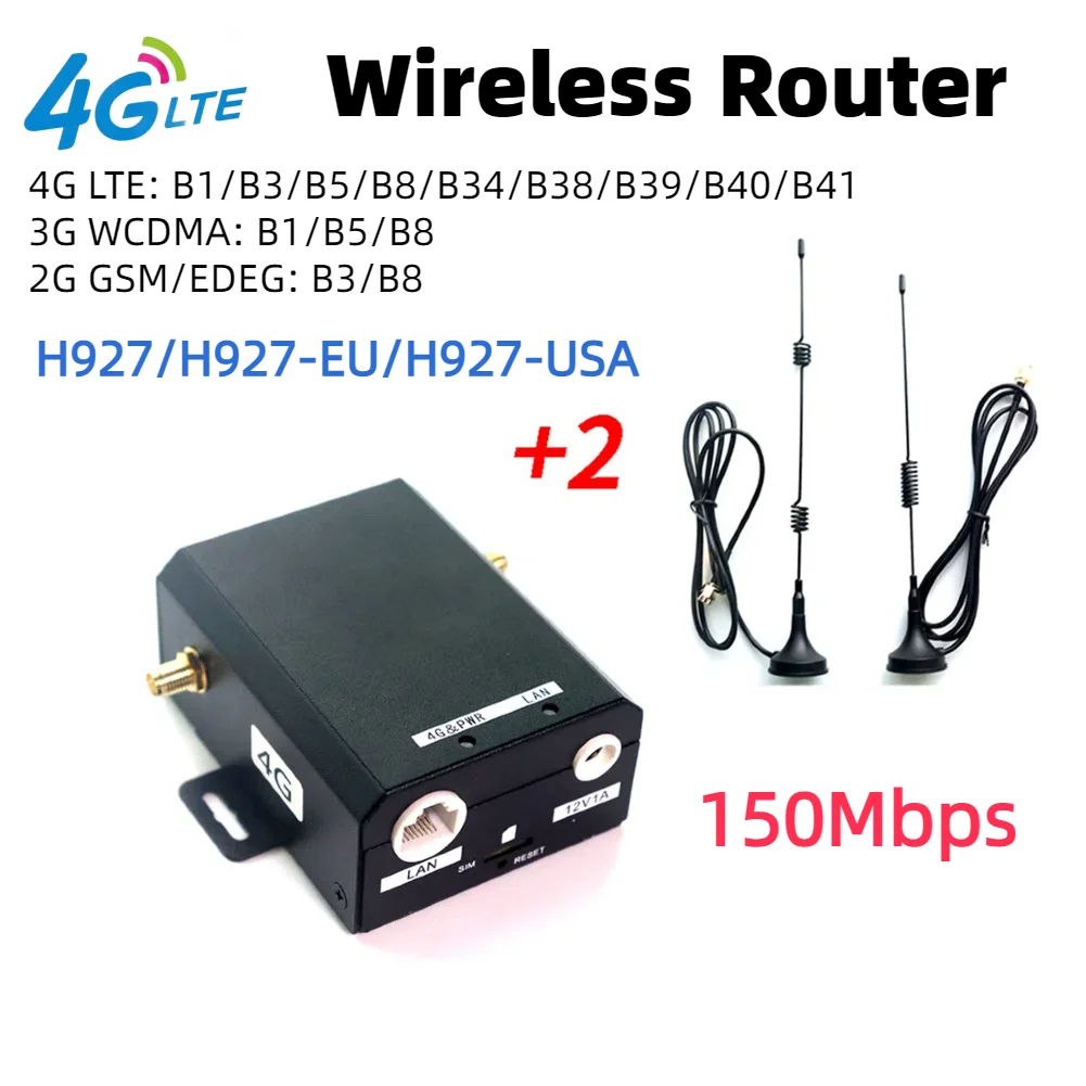 

H927 4G Router Industrial Grade 4G LTE SIM Card Router 150Mbps with External Antenna Support 16 WiFi Users for Outdoor