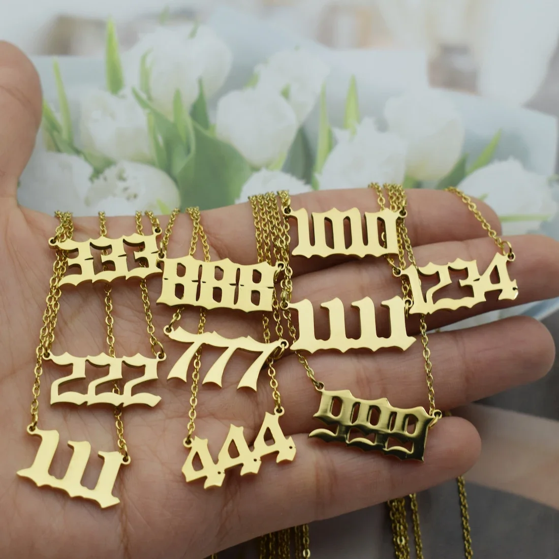 Angel Number Necklace Choker Chain 1234 111 222 333 444 777 Necklace Stainless Steel Pendant Lucky Number Birthday Gift BFF image 5