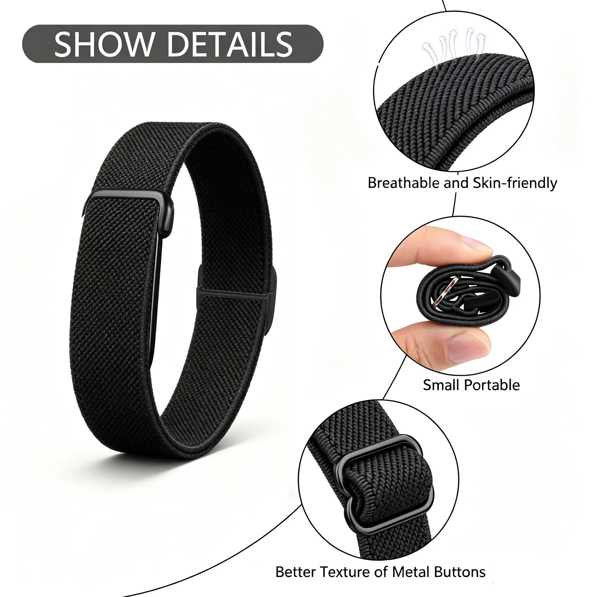 Verstellbares, elastisches Nylonarmband für die Google Fitbit Air Smartwatch, atmungsaktives Sportarmband, Armband, Fitbit Air-Band. – Detail 4