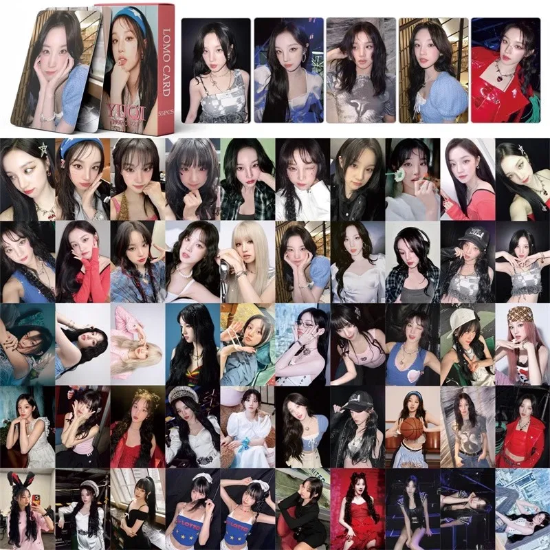 55pcs/set Kpop(G)I-DLE Laser Small Card Flash Card LOMO Card Song Yuqi Minnie MIYEON SOYEON SOOJIN Postcard Photo Card Gidle