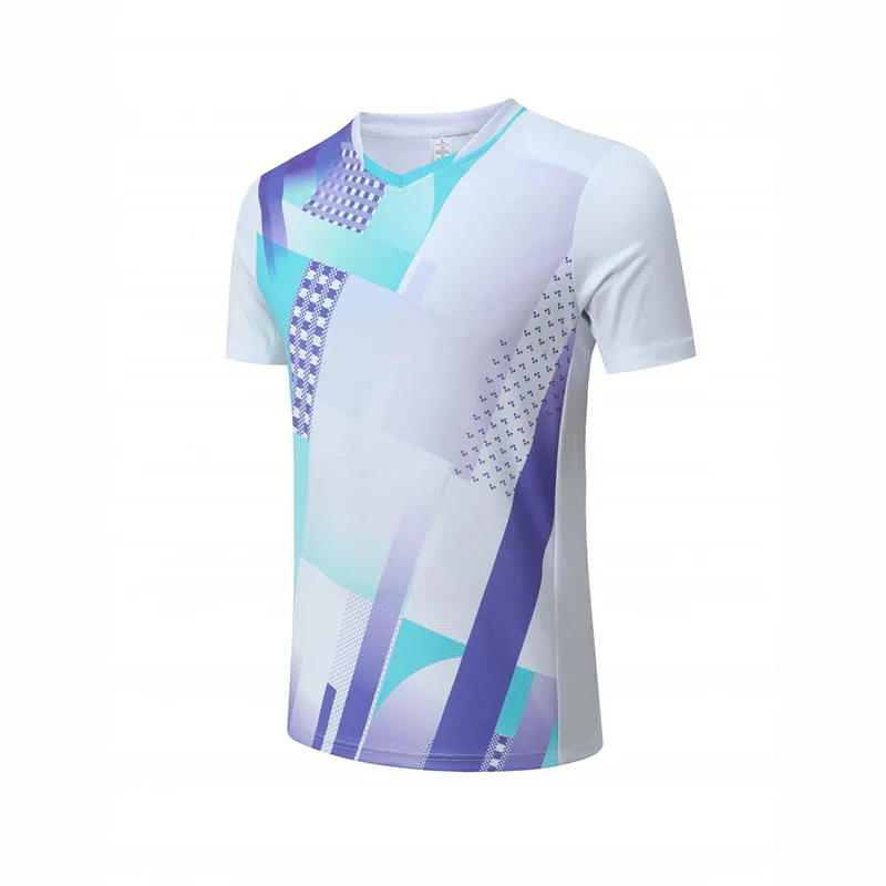 T-shirt de sport de badminton imprimé pour hommes, 100% polyester, coupe à séchage rapide, tennis de table professionnel, haut sportif