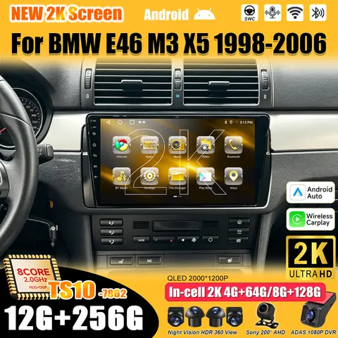 For BMW E46 M3 X5 1998-2006  Android 16 Car Radio GPS Navigation  Carplay Bluetooth Intelligent System Touch Screen  8 Core Wifi
