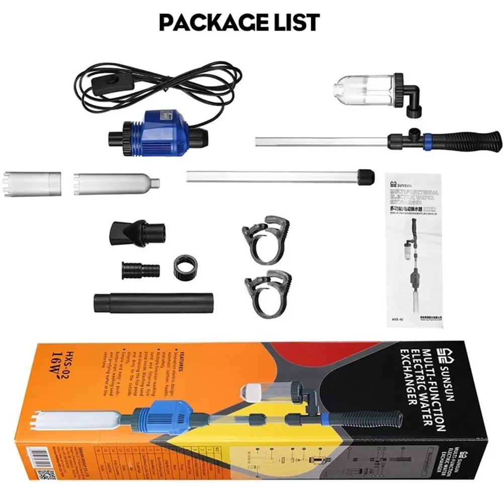 

Электрический очиститель аквариума с сильным всасыванием, многофункциональный автоматический очиститель аквариума 16/20 Вт, песчаная мойка, гравийная экстрактор