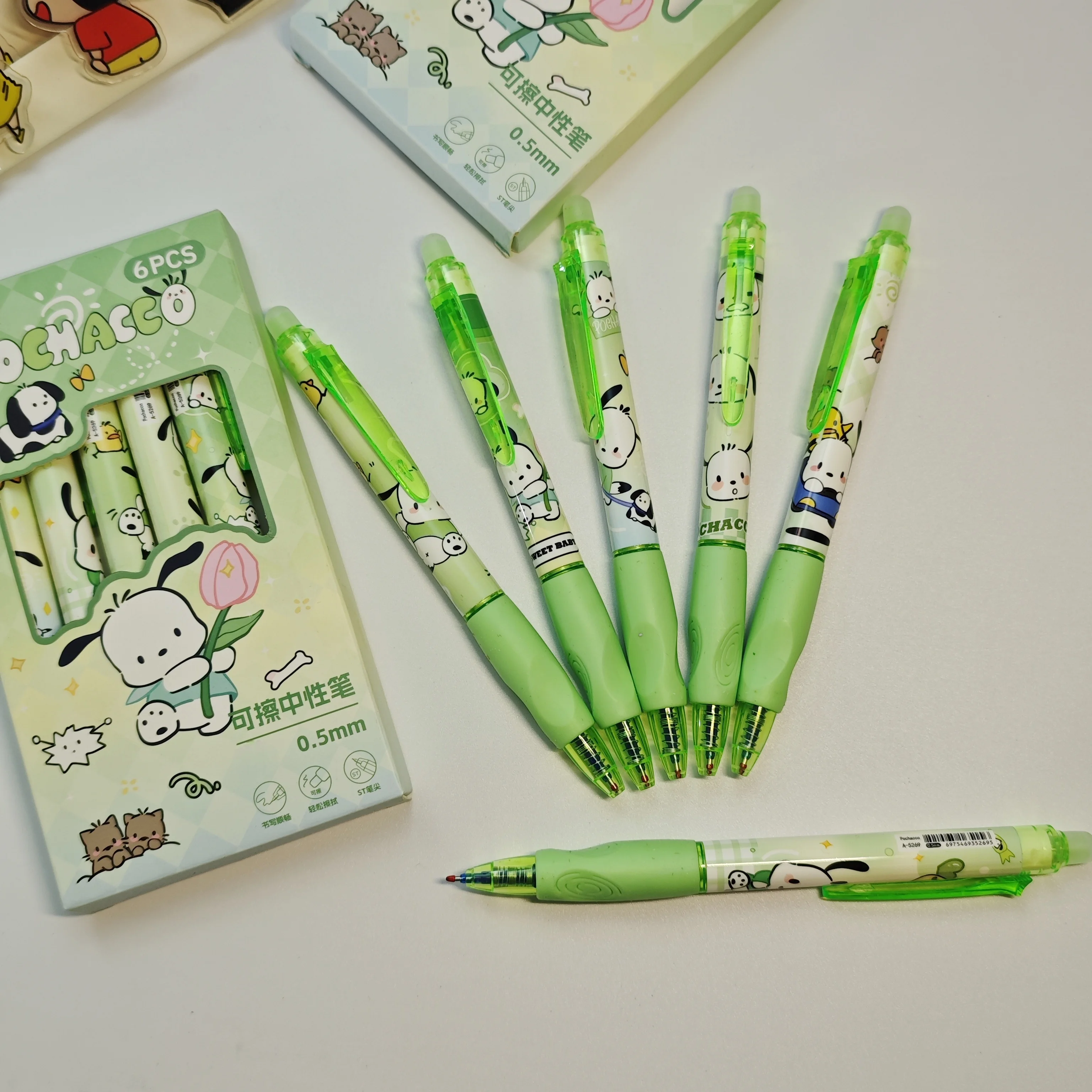 أقلام جل، 6 قطع/مجموعة إصدار محدود عالمي، قلم جل مسح عالي الجودة ST أسود 0.5 مم، أدوات مكتبية للمدرسة