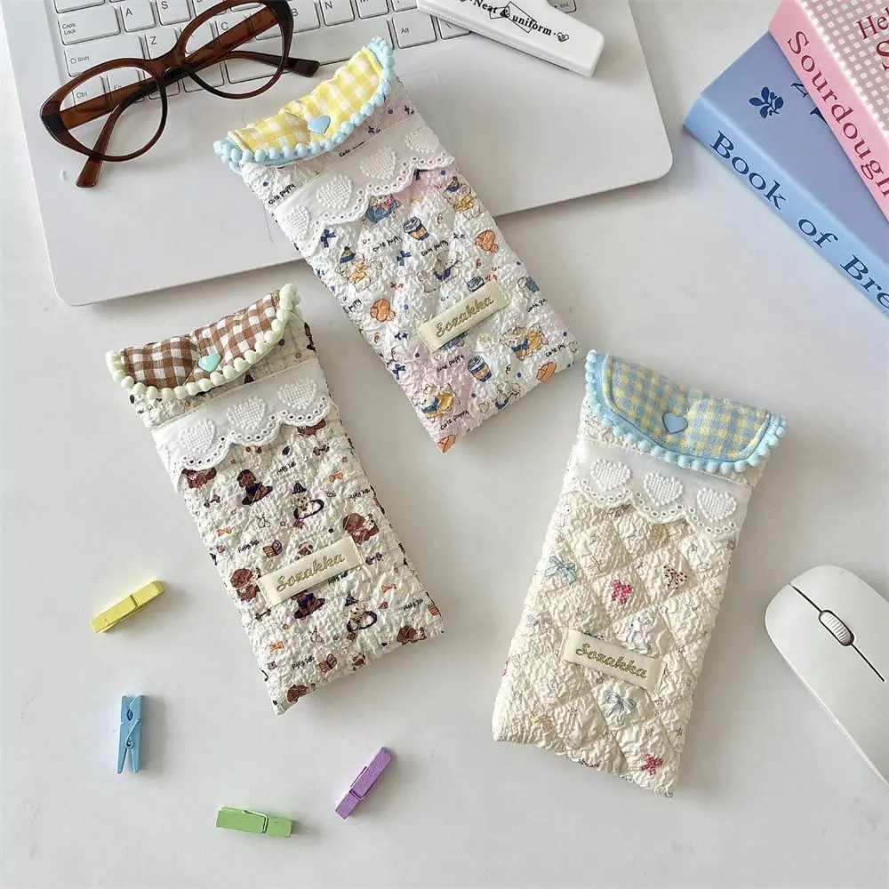 

Cartoon Pattern Glasses Storage Bag Anti Pressure with button Sunglasses Case Dustproof Gift Glasses Protective Cover Travel