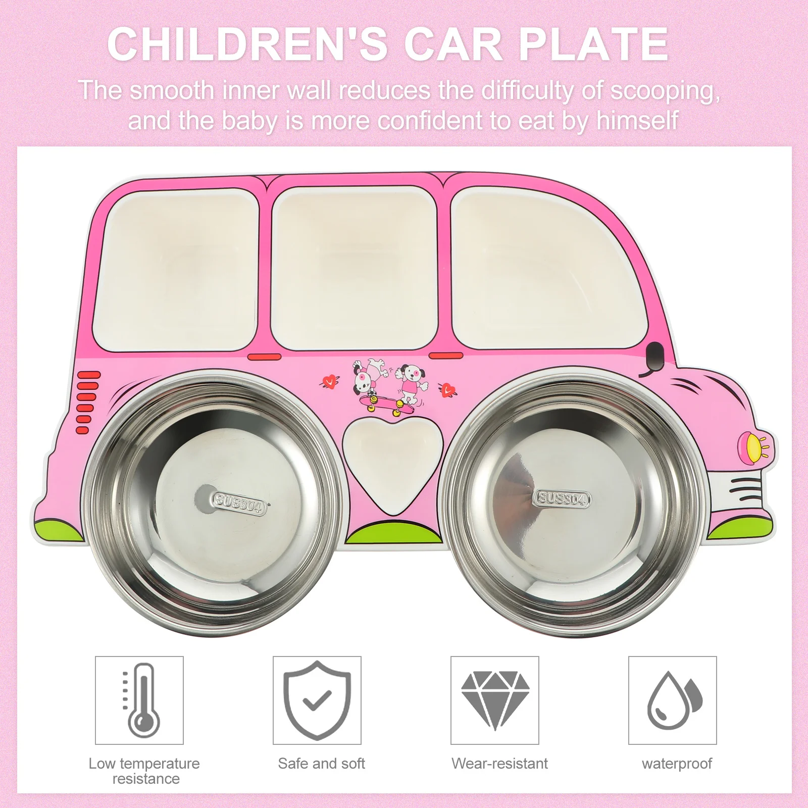

1Pcs Children Dinner Plate Car Shaped Detachable Baby Tableware Microwavable Washable Food Service Plate for Home Outdoor