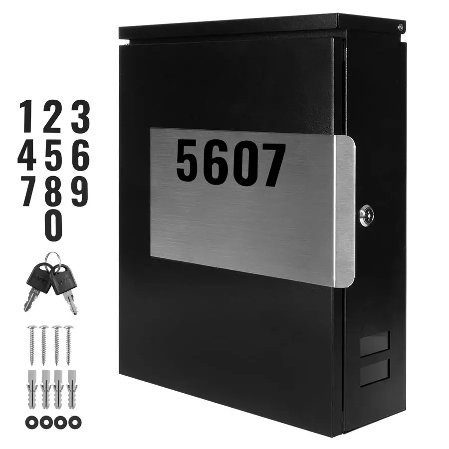 

Современный почтовый ящик для наружного использования с замком, ключами и номерами домов, большой настенный почтовый ящик с функцией блокировки для повышенной безопасности.