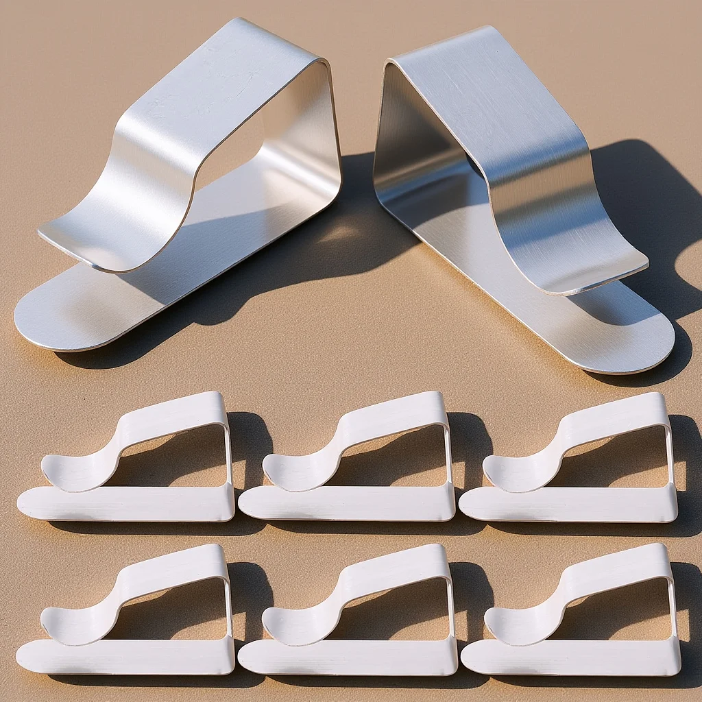 

8Pcs Stainless Steel Trapezoid Tablecloth Clips One-Piece Holders Picnic Outdoor Table Skirt Clips Anti-Slip Skirt Holders