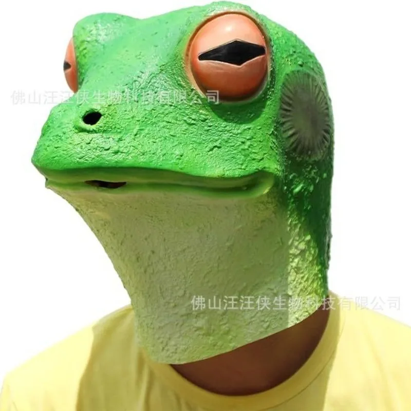 

Green Frog Mask Halloween Latex Animal Head Cover Cosplay Funny Dress Up Performance Props Accessories Unisex