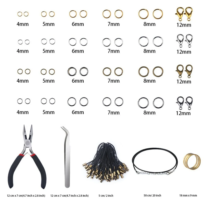 3143Pcs Jewelry Findings Jewelry Making Starter Kit With Open Jump Rings Lobster Clasps, Jewelry Pliers Black Waxed Necklace Cor