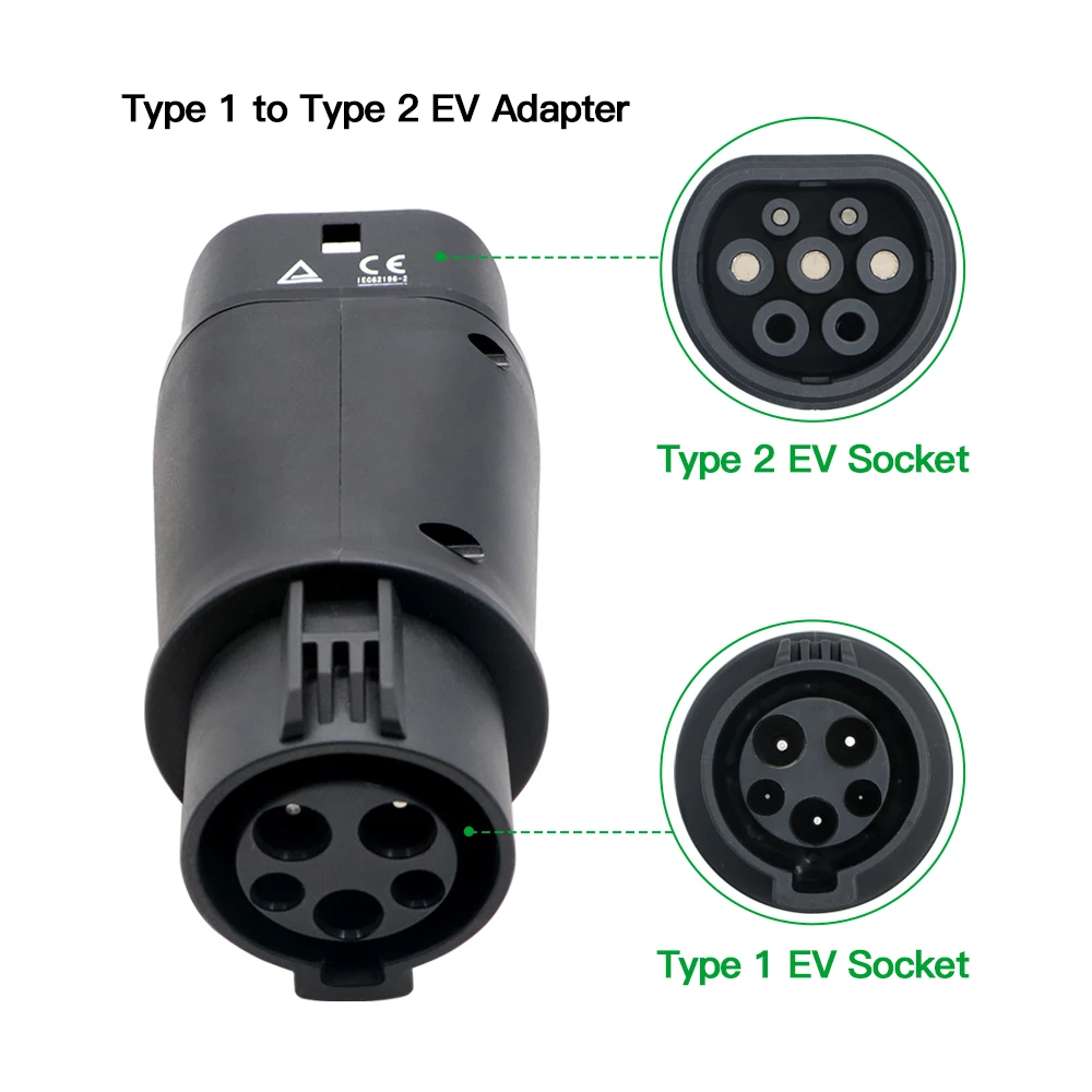 16A/32A Tesla EV Charger Adapter Socket Type1 J1772 to Type2 IEC 62196 EVSE GBT Electric Vehicle Charging Converter Connector