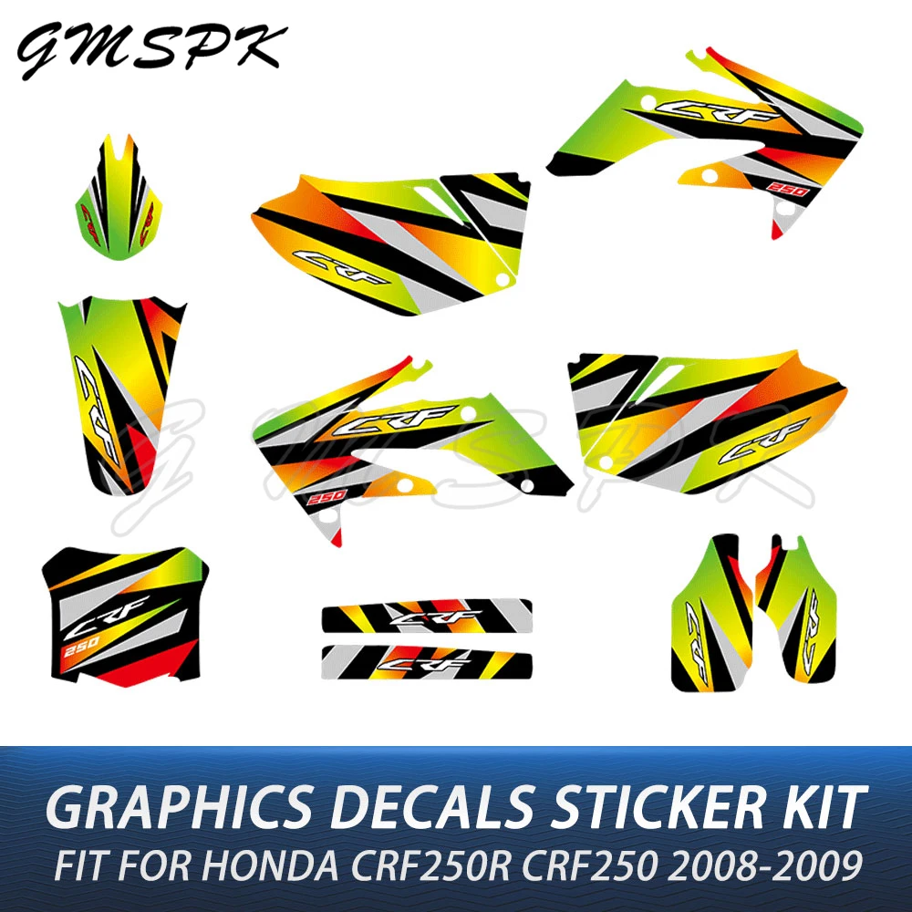 

Подходит для Honda CRF250 CRF 250 CRF250R CRF250 R 2008 2009, утолщенные графические наклейки, комплект наклеек, фоны для мотоциклов