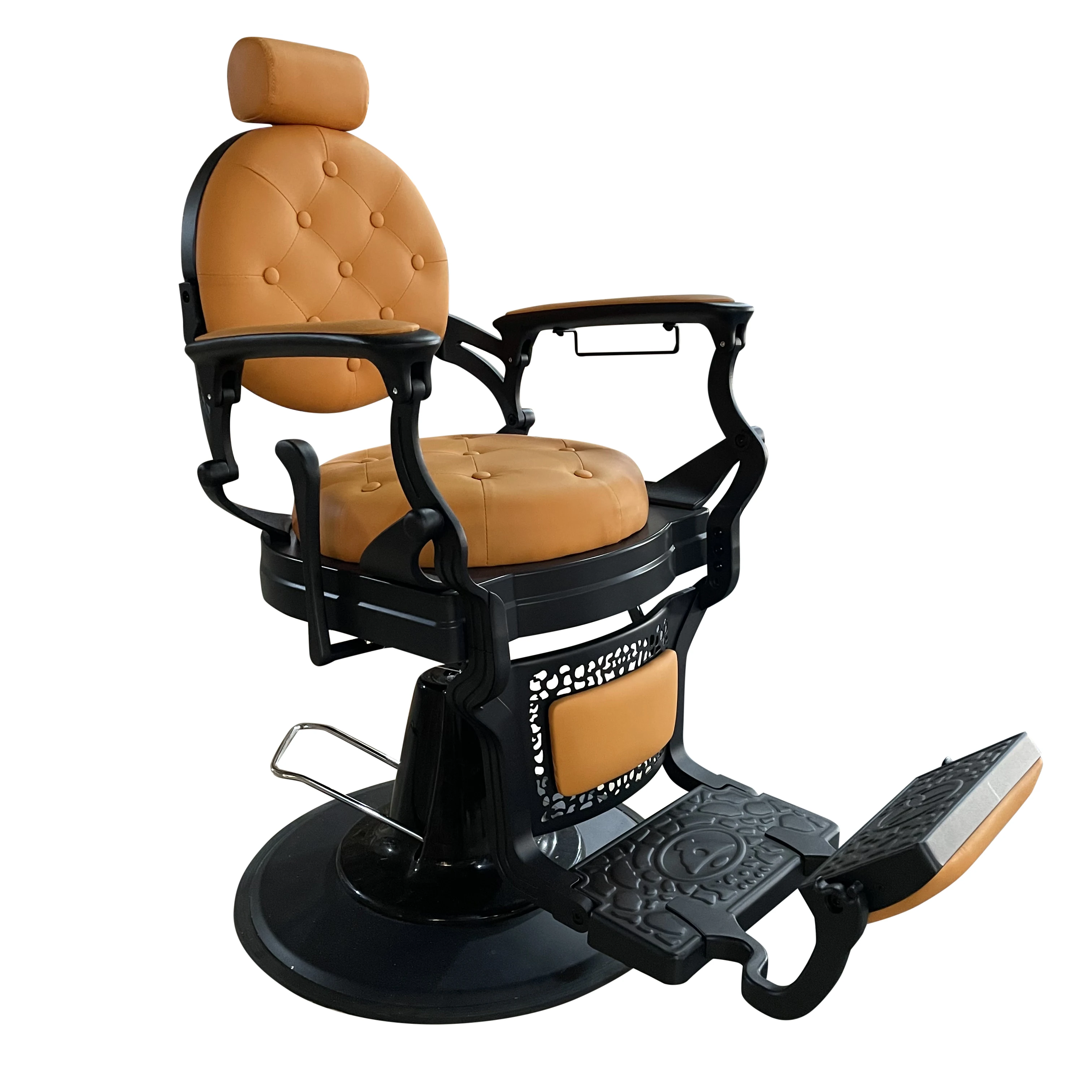 

Antique Classic Black Leather Luxury Vintage Barber Chair with Recliner Heavy-Duty Modern Style Rotary Styling Chair Barbershop