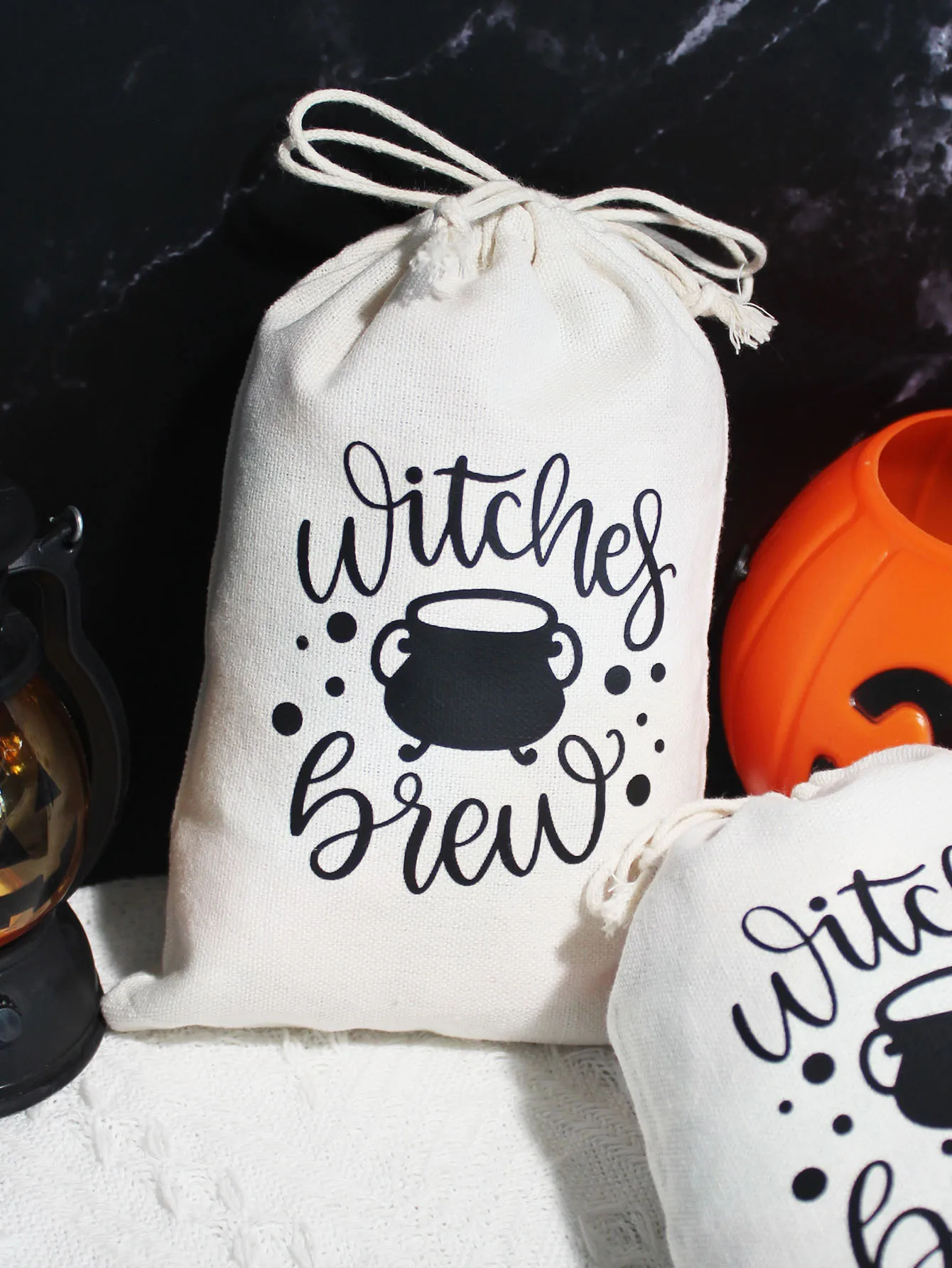 Drawstring Bag Witch crucible Trick or Treat Candy Halloween Goodie Bags with Drawstrings Halloween Party Supplies Decoration ﻿