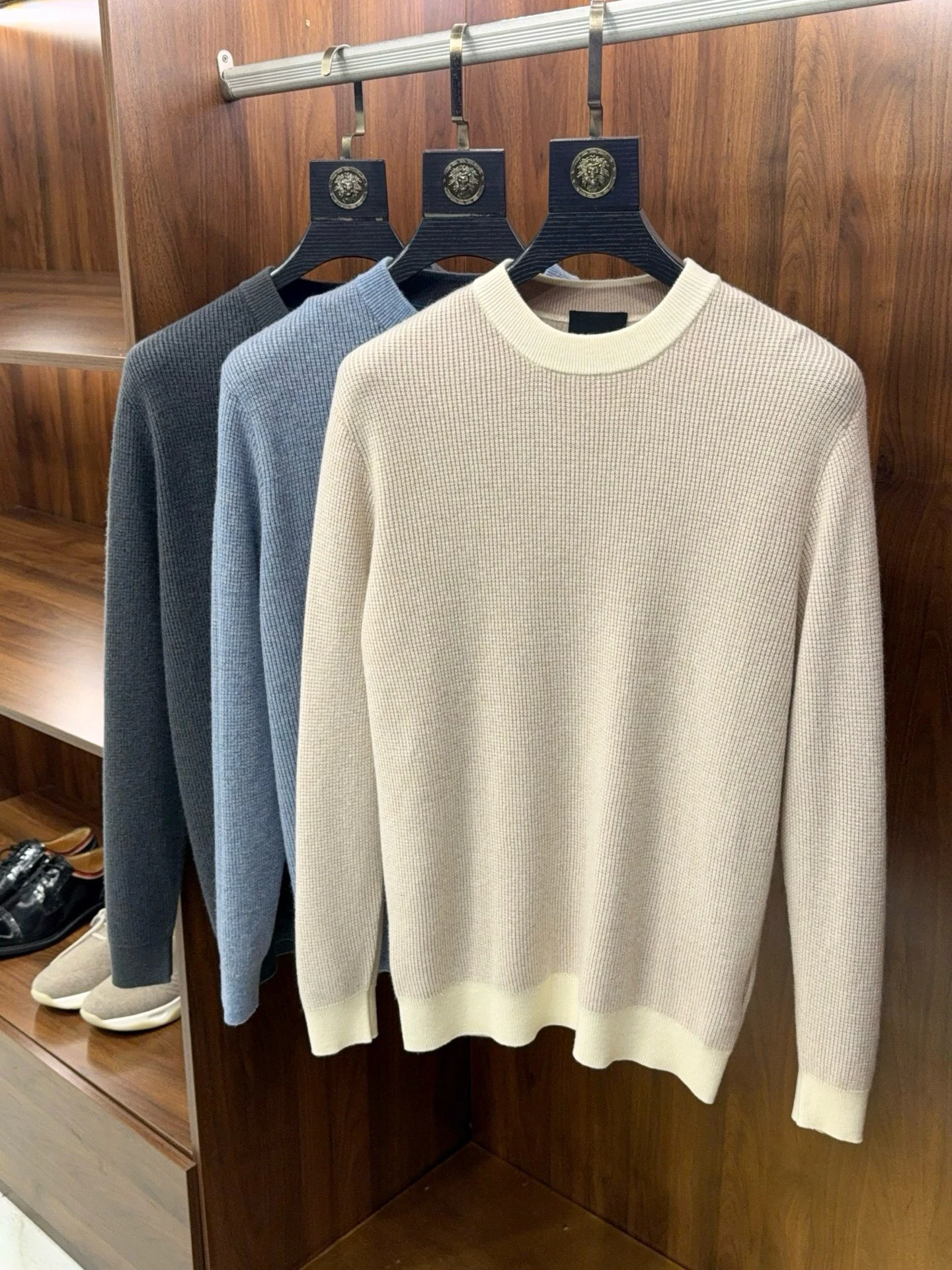 نمط المال الإيطالي القديم، سترة محبوكة من صوف الكشمير برقبة دائرية دافئة مكدسة #2