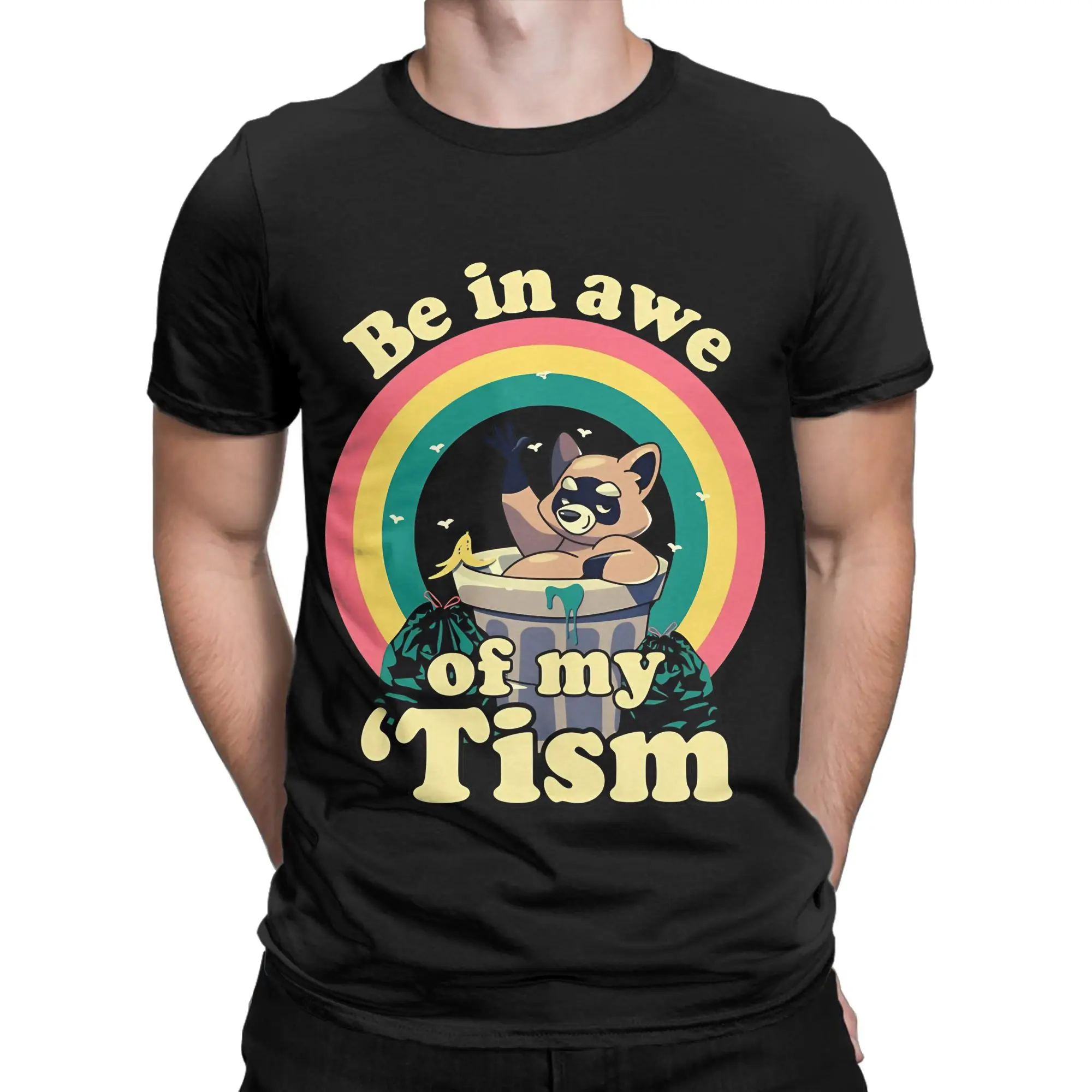 AweTism Pride Education Special Tee Be Awe Of My Tism Unique Graphic T-Shirt 100% Coton aAutism Racoon Tops Tees Pour Hommes