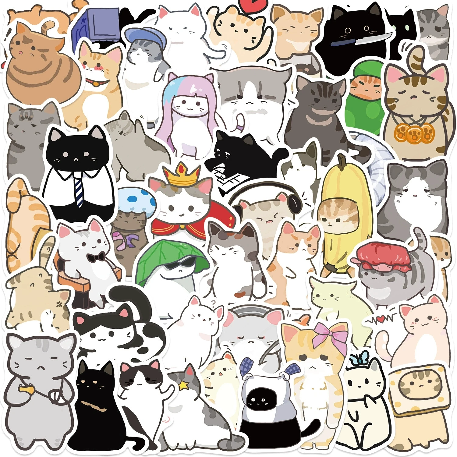 55/110PCS Q-Version Katze Meme Pack Graffiti Aufkleber Dekorative Gitarre Notebook Gepäck DIY Wasserdichte Aufkleber