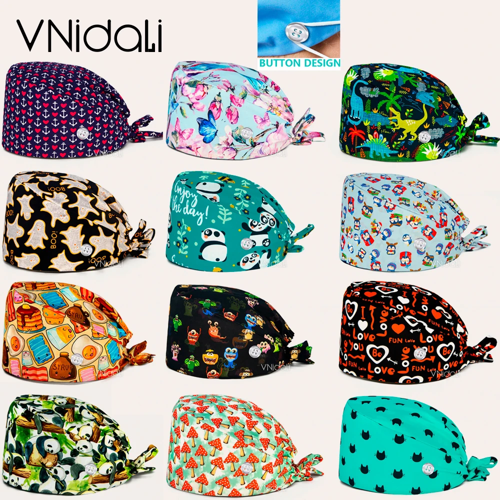 Respirável sala de cirurgia enfermeira Cap, Cap cirurgia dentária ajustável, Cirurgião Medical Scrub Cap, Multicolor, Veterinário