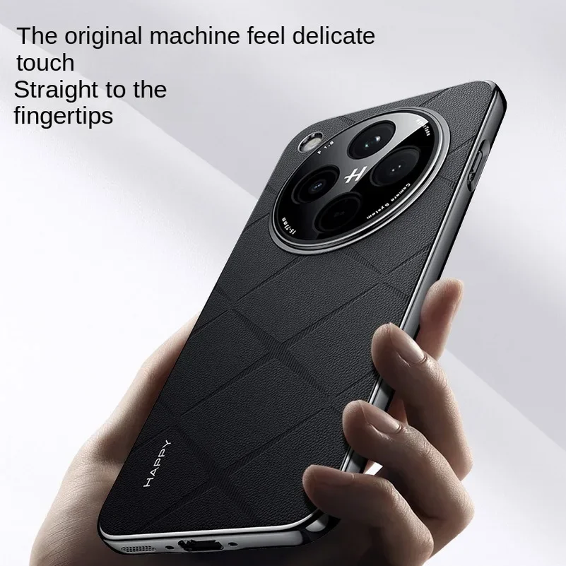 Premium Grid Texture Plain Leather Case For OPPO Find X8 Pro X7 Ultra Business Metal Independent Button Camera Protection Cover