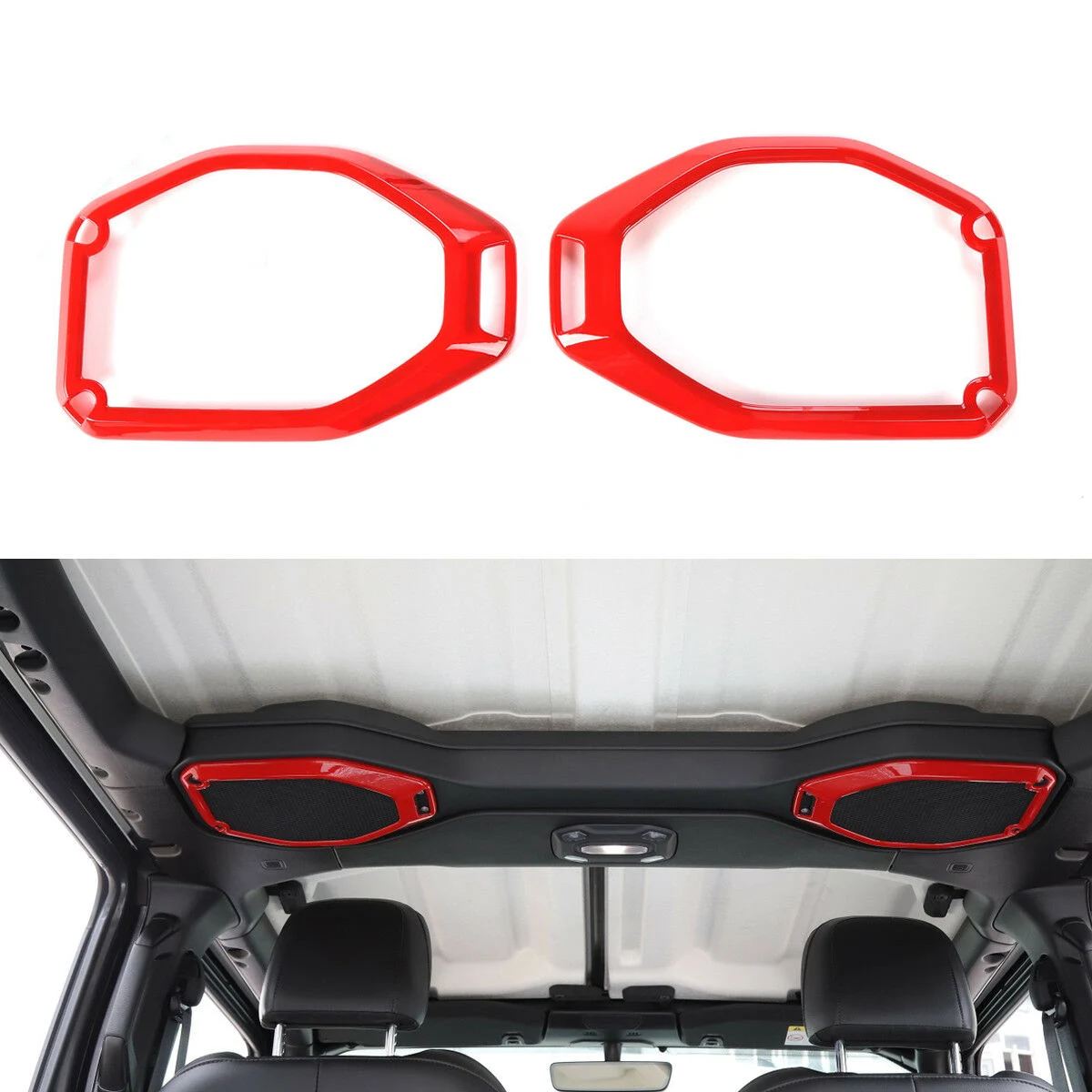 2PCS Car Interior Top Roof Speaker Cover Trim Decor Ring Sticker For 2018 - 2021 Jeep Wrangler JL Accessories Not Fit JK