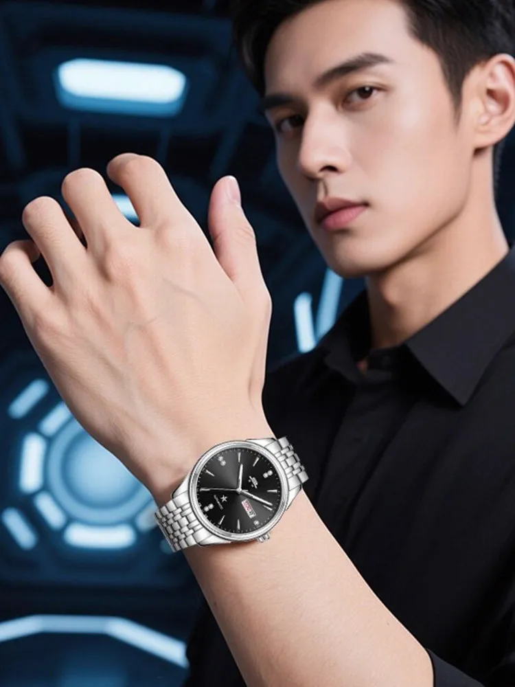 [Official Genuine] Beijing Watch 1958 Collection Men's Automatic Mechanical Watch Simple Transparent Watch Double Calendar