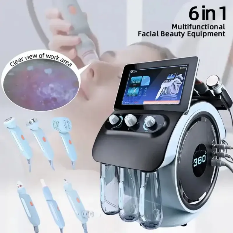 Multifunction Beauty Hydra Dermabrasion Facial Machine Facial Lift Skin Care Skin Detection 6 In 1 H2o2 Small Bubble Spa Device