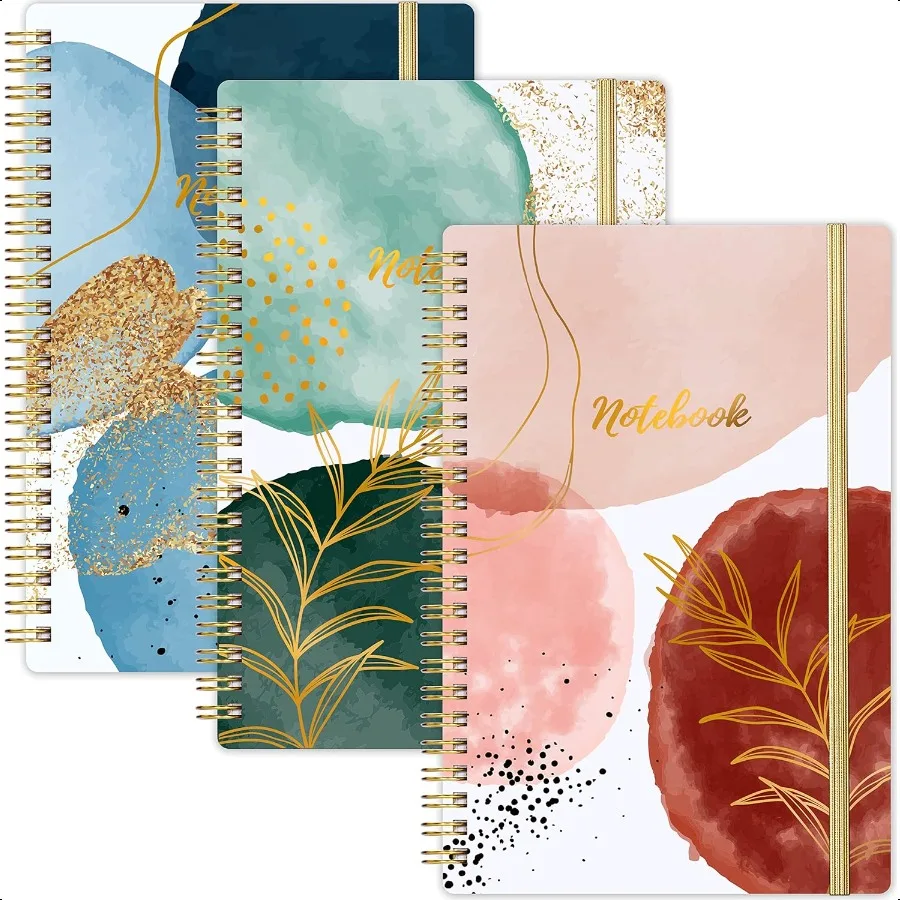 Notebook 3 Pack A5 Lined Journal Notebooks 8.3'' x 6'' Spiral Notebook Journal Notebook with Thick Paper Classic College Ruled